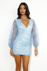 Queen Status Sequin Mini Dress Blue